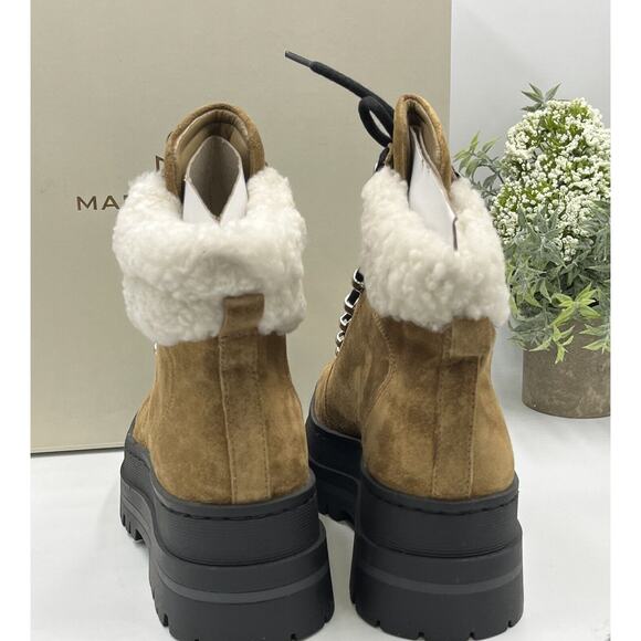 Marc Fisher Womens Pierson Lug Sole Combat Boot Leather/ Shearling Fur 6.5M New - Picture 4 of 16